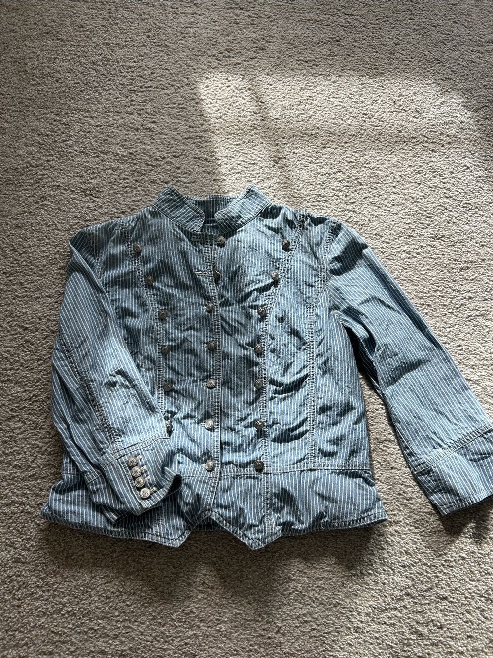 Ralph Lauren Blue and White Striped Denim top